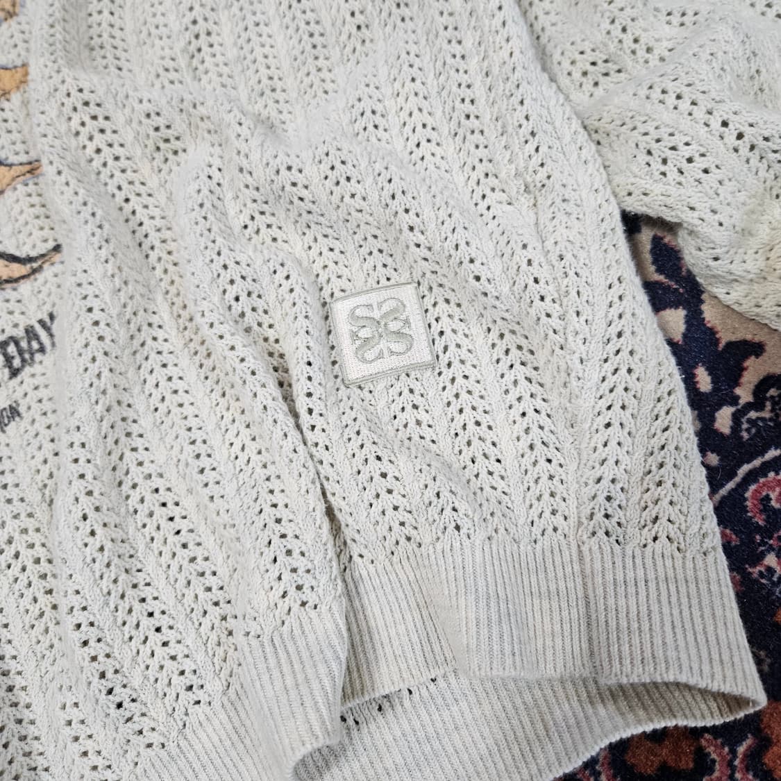 세터(Satur) 이비자 썬 레트로 그래픽 메시드 니트 Free 상품이미지5