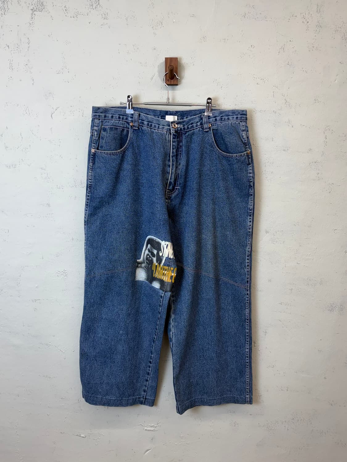 90s 올드스쿨 프린팅 데님 힙합팬츠 상품이미지1