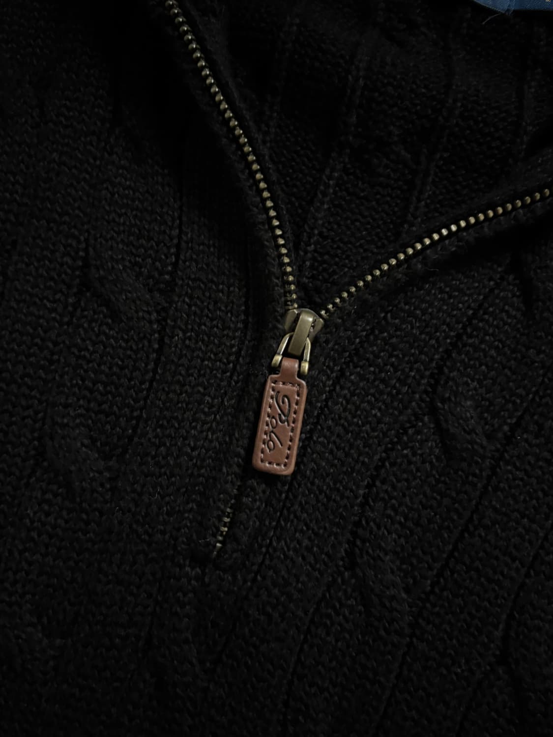 Polo 폴로 랄프로렌 QR신형 블랙 컬러 케이블 코튼 하프집업 상품이미지4