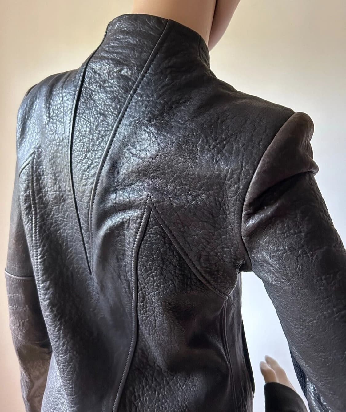 헬무트 랭 다크 브라운 램 레더 바이커 자켓 상품이미지4