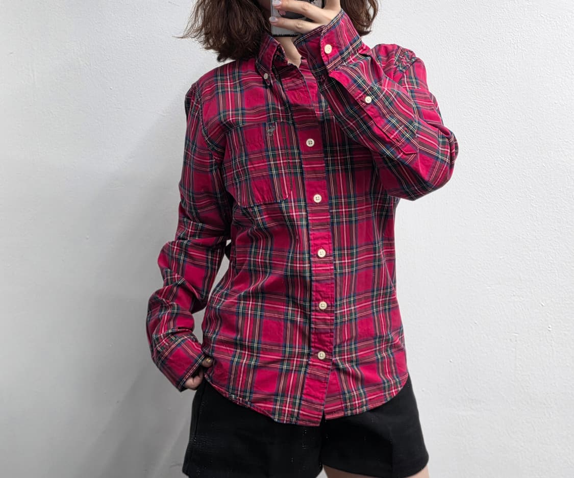 [프립]S/아베크롬비 체크남방 셔츠 레드 상품이미지1