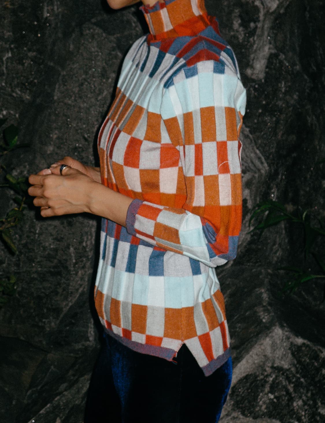 Color block knit turtle neck 상품이미지4