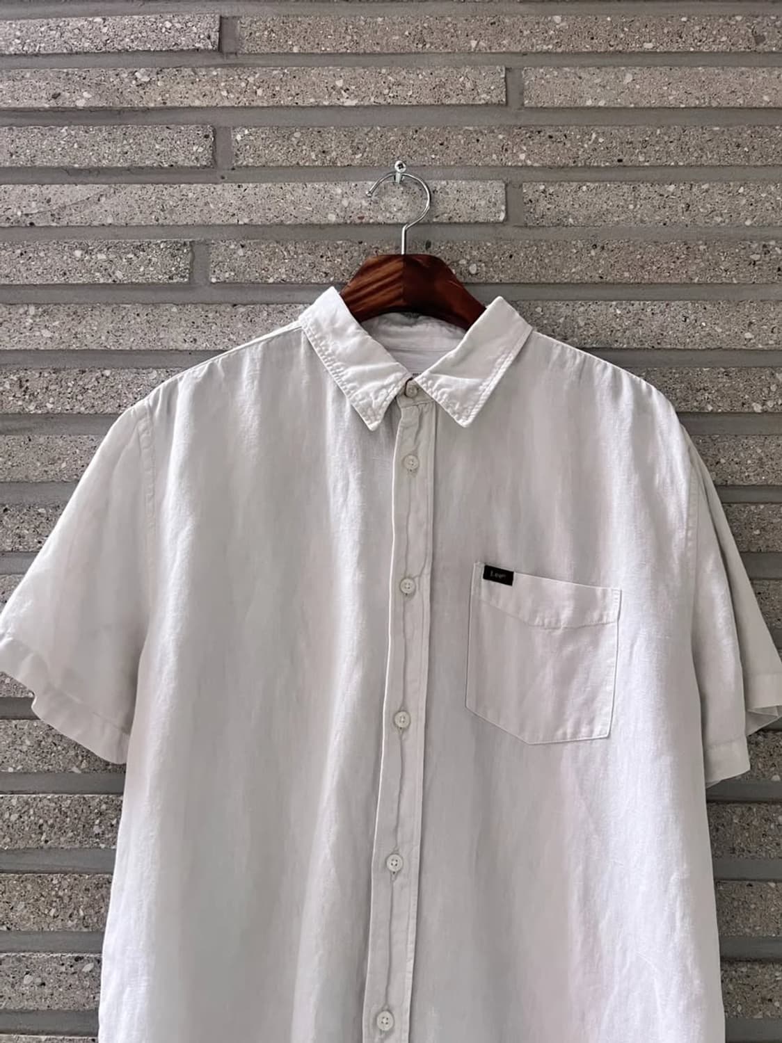 [XL]Lee 싱글포켓 화이트 코튼 린넨 셔츠 상품이미지1