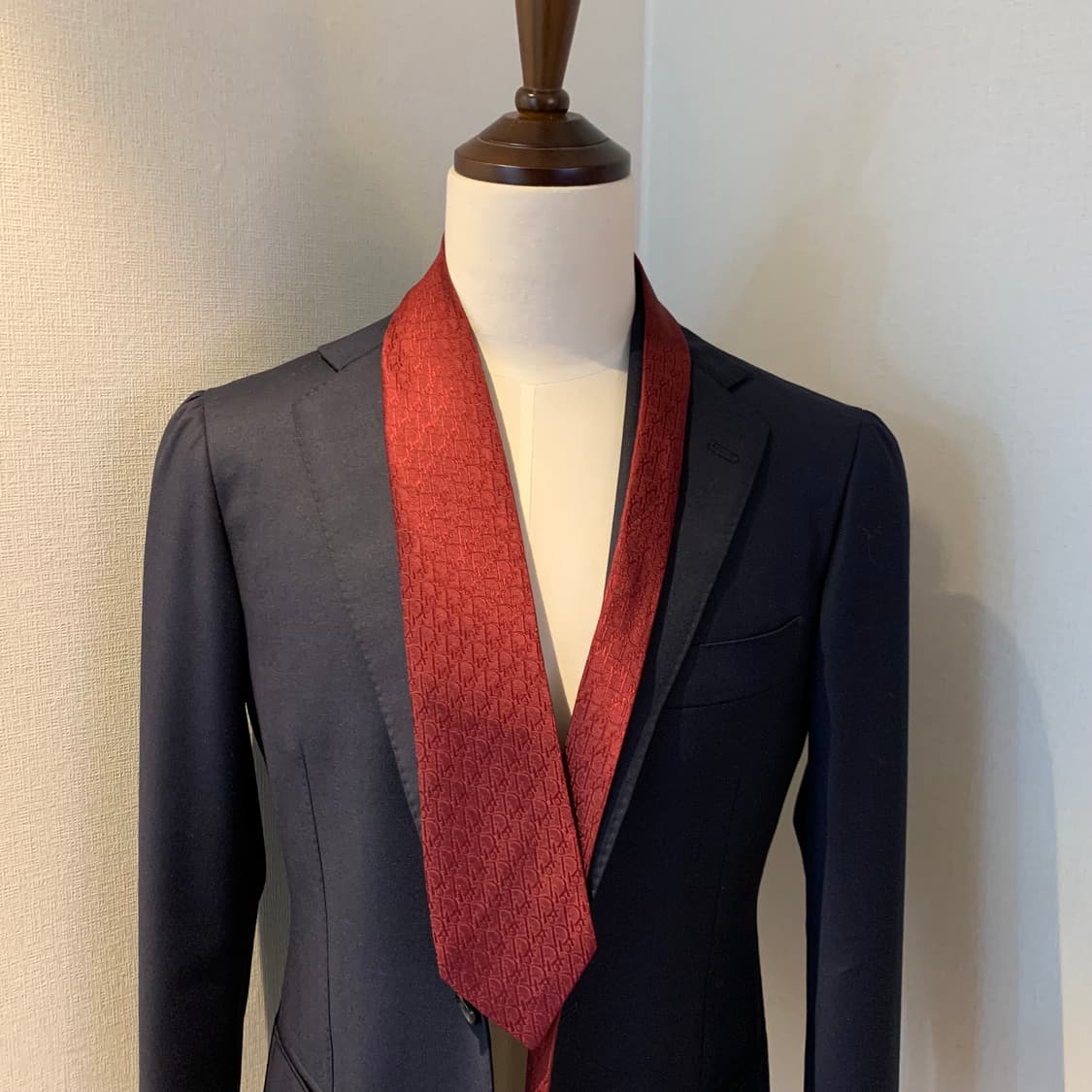 디올(Dior) 오블리크 넥타이 명품 100실크 버건디 최상급 8.3cm 상품이미지1