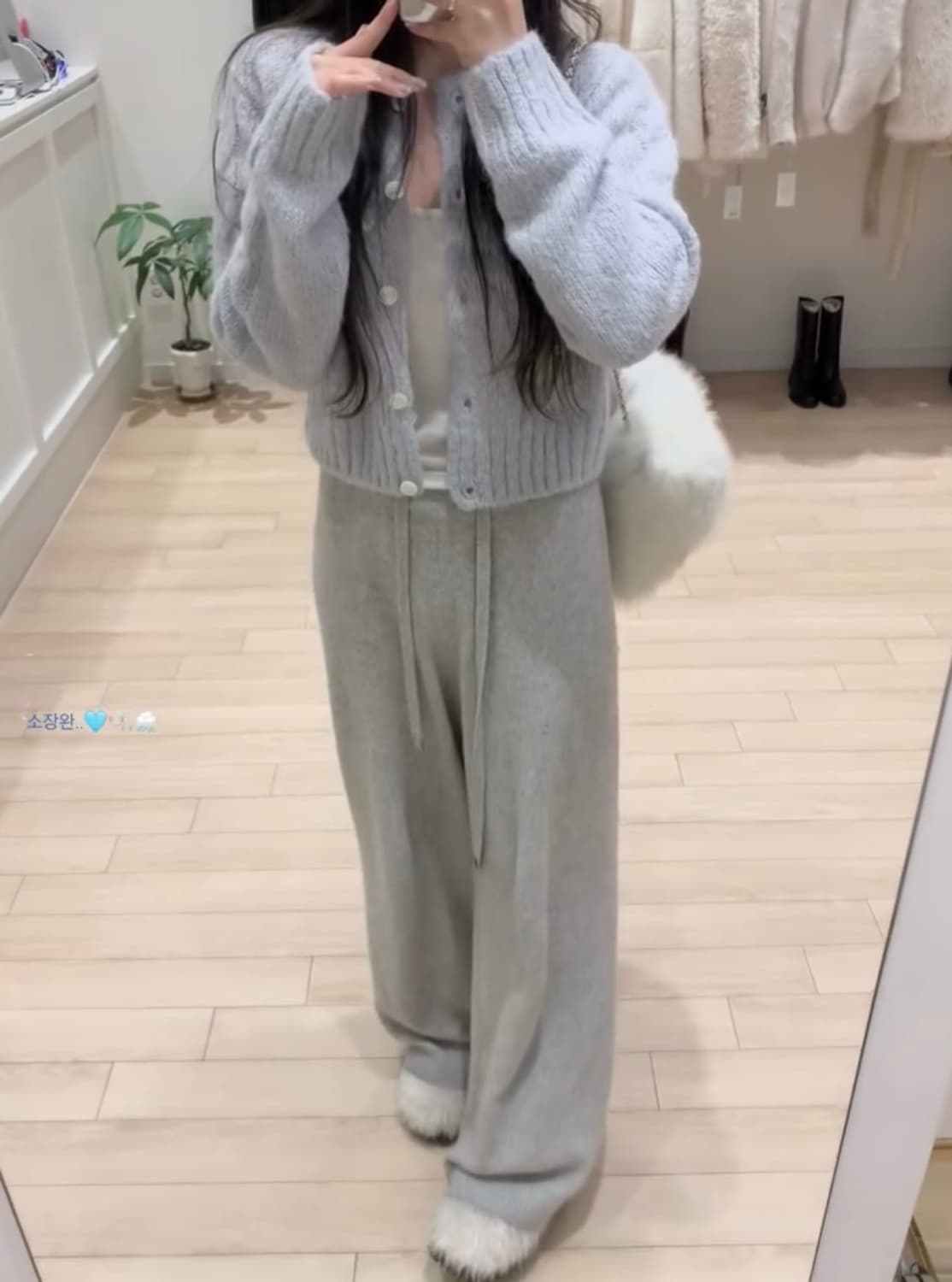 (새상품)누아누아 엘리나 케이블 크롭 알파카 가디건 상품이미지4