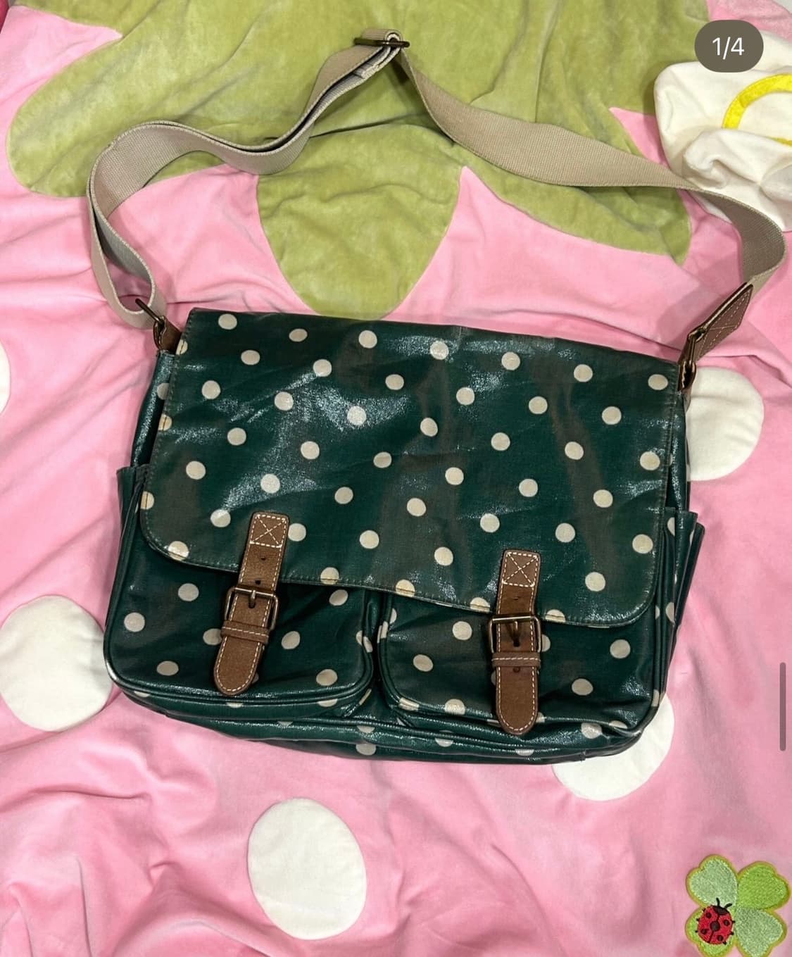 [모리걸] 초록 도트 보부상백 빈티지 아오이유우 상품이미지1