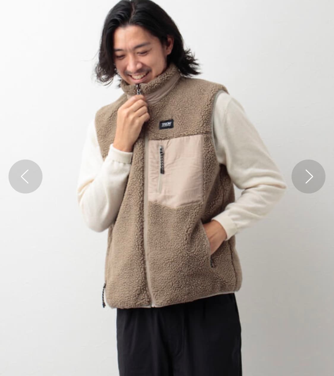 L 타이온 TAION 리버서블 오리털 후리스 패딩 조끼 상품이미지2