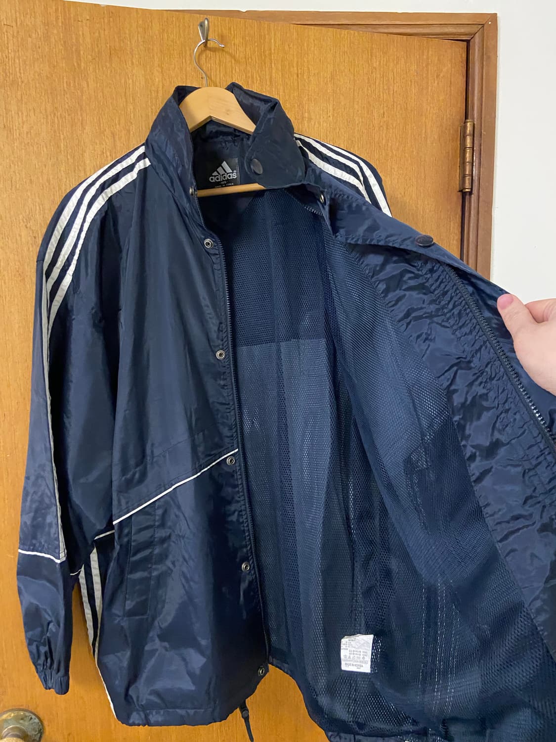 빈티지 아디다스 네이비 삼선 바람막이 자켓 상품이미지4