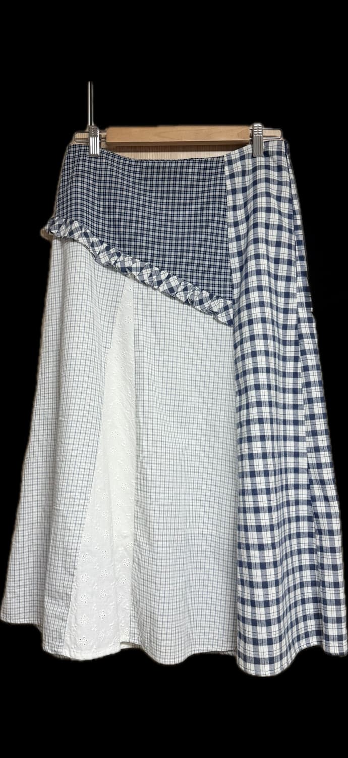 썬번프로젝트 체크 롱스커트 네이비 상품이미지2