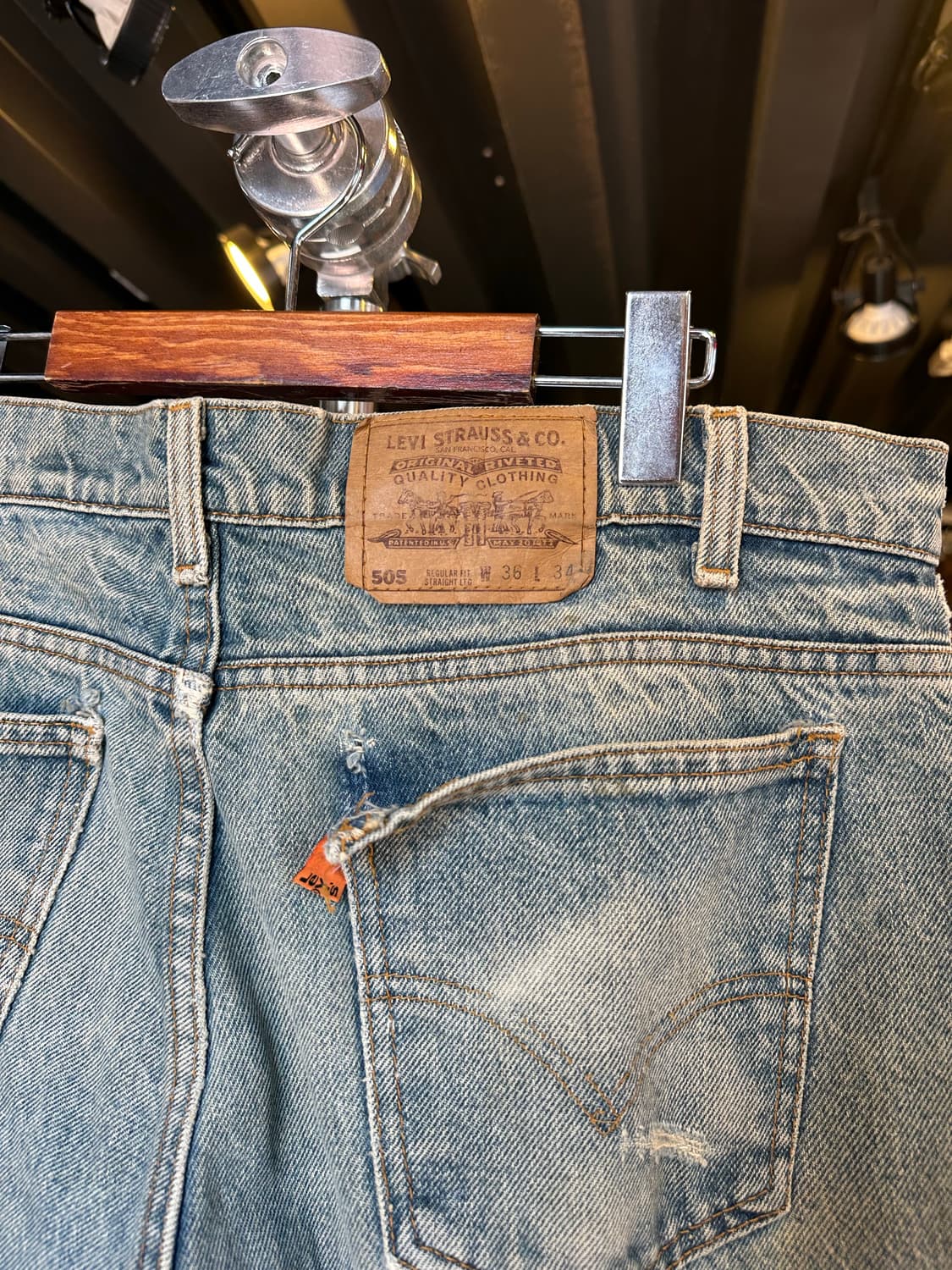 90s 리바이스505 오렌지탭 더티 디트로이트 데님 숏츠 상품이미지7