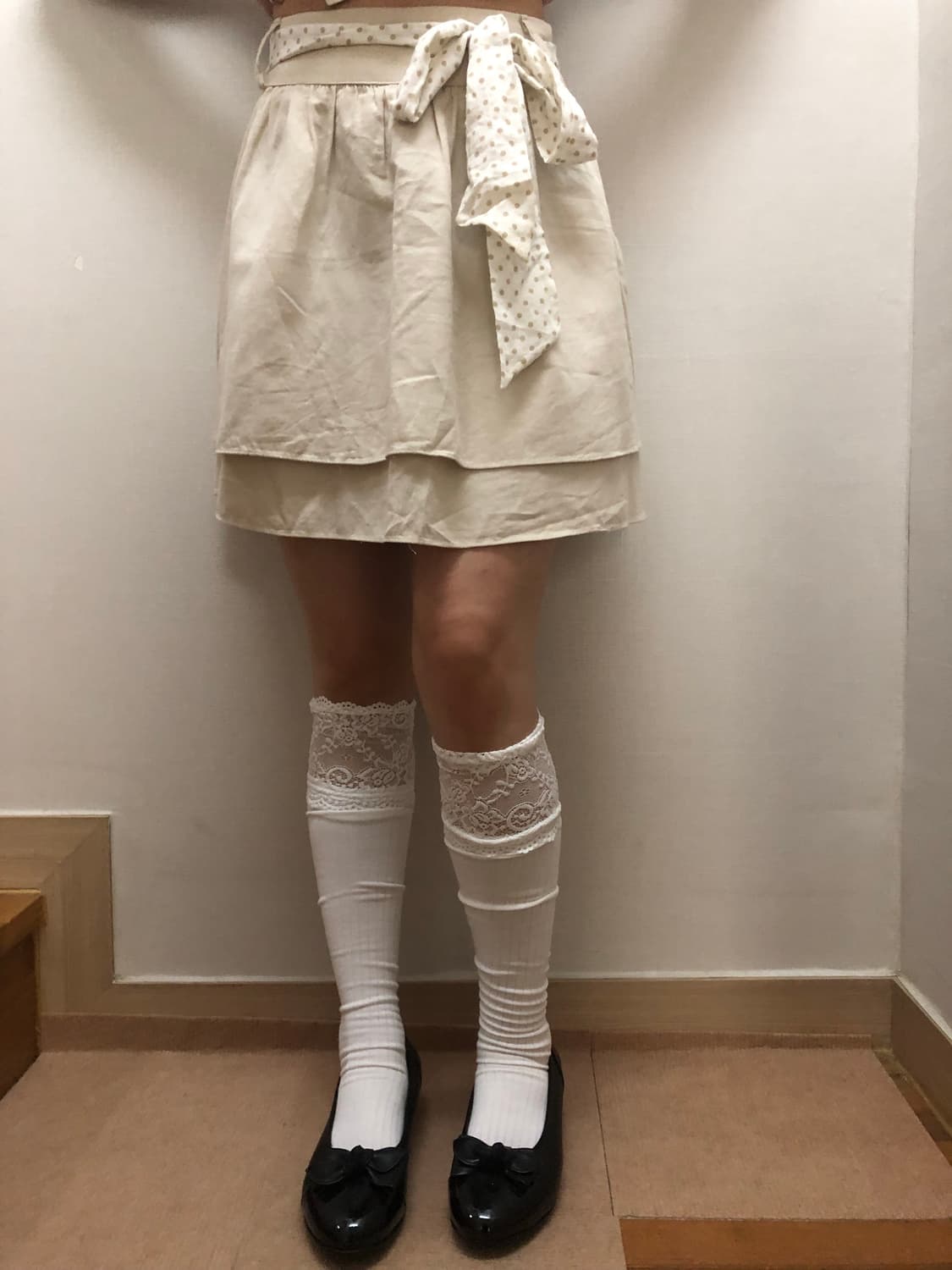 빈티지 베이지 프릴 미니 스커트 상품이미지8