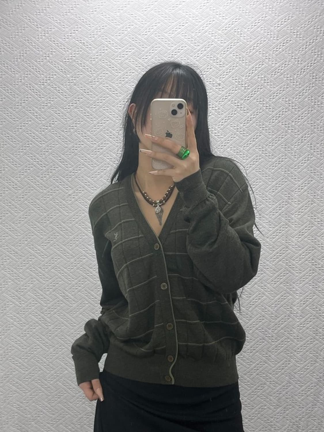 입생로랑 YSL 모던캐주얼 말차카키 스트라이프 가디건 95 C08332 상품이미지2