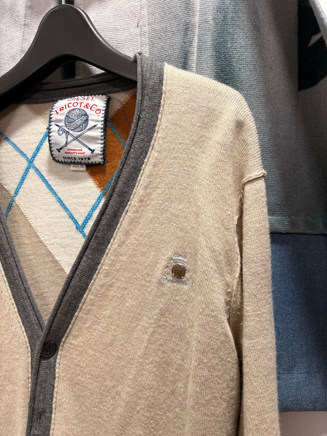 디젤 트리콧 아가일 가디건 상품이미지3