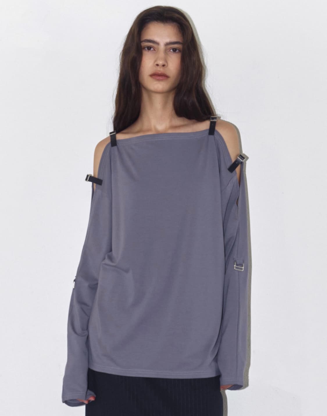 폴리수엠 BUCKLE OFF-SHOULDER JERSEY TOP, 상품이미지1