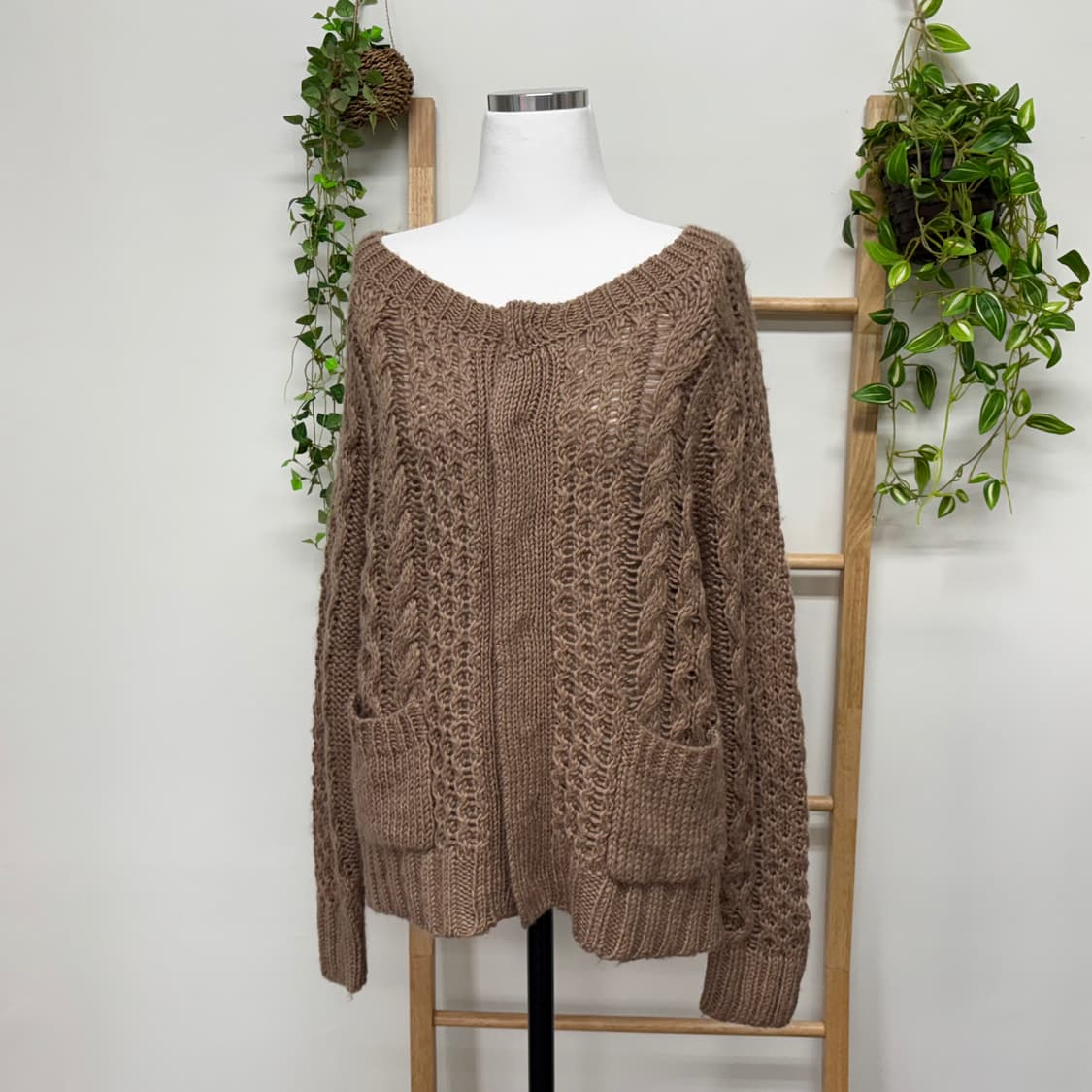 earth music 얼스뮤직/ 케이블가디건 브라운가디건 라떼가디건 상품이미지3