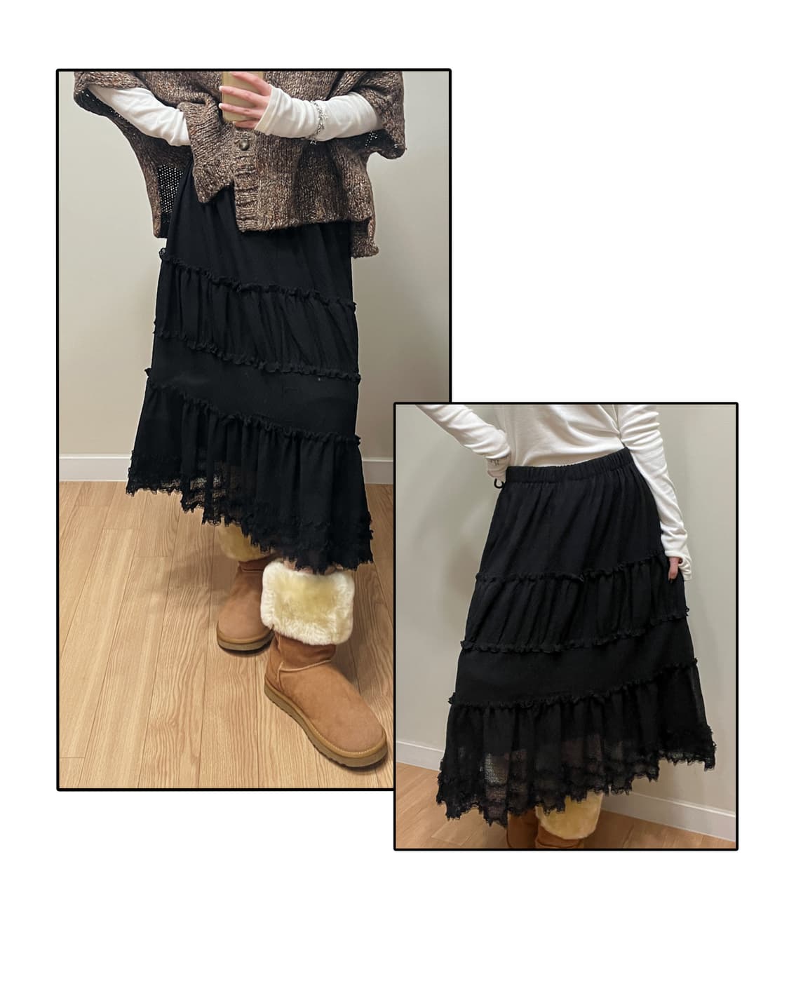 빈티지 블랙레이스 롱스커트 갸루 상품이미지2