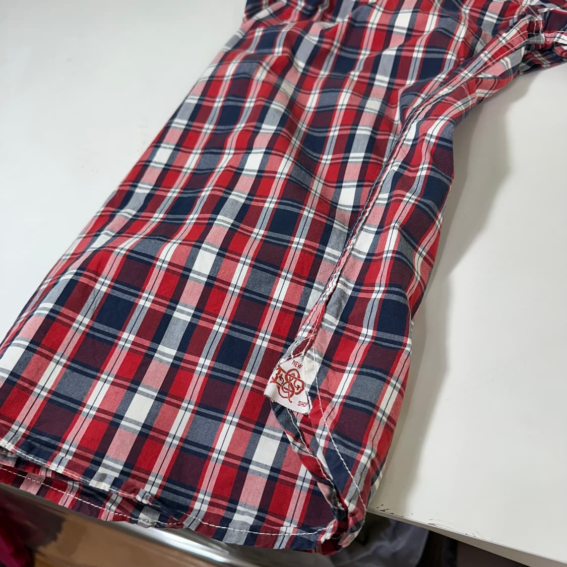 우먼L 슈퍼드라이 투포켓 써머코튼 체크 반팔셔츠 상품이미지6