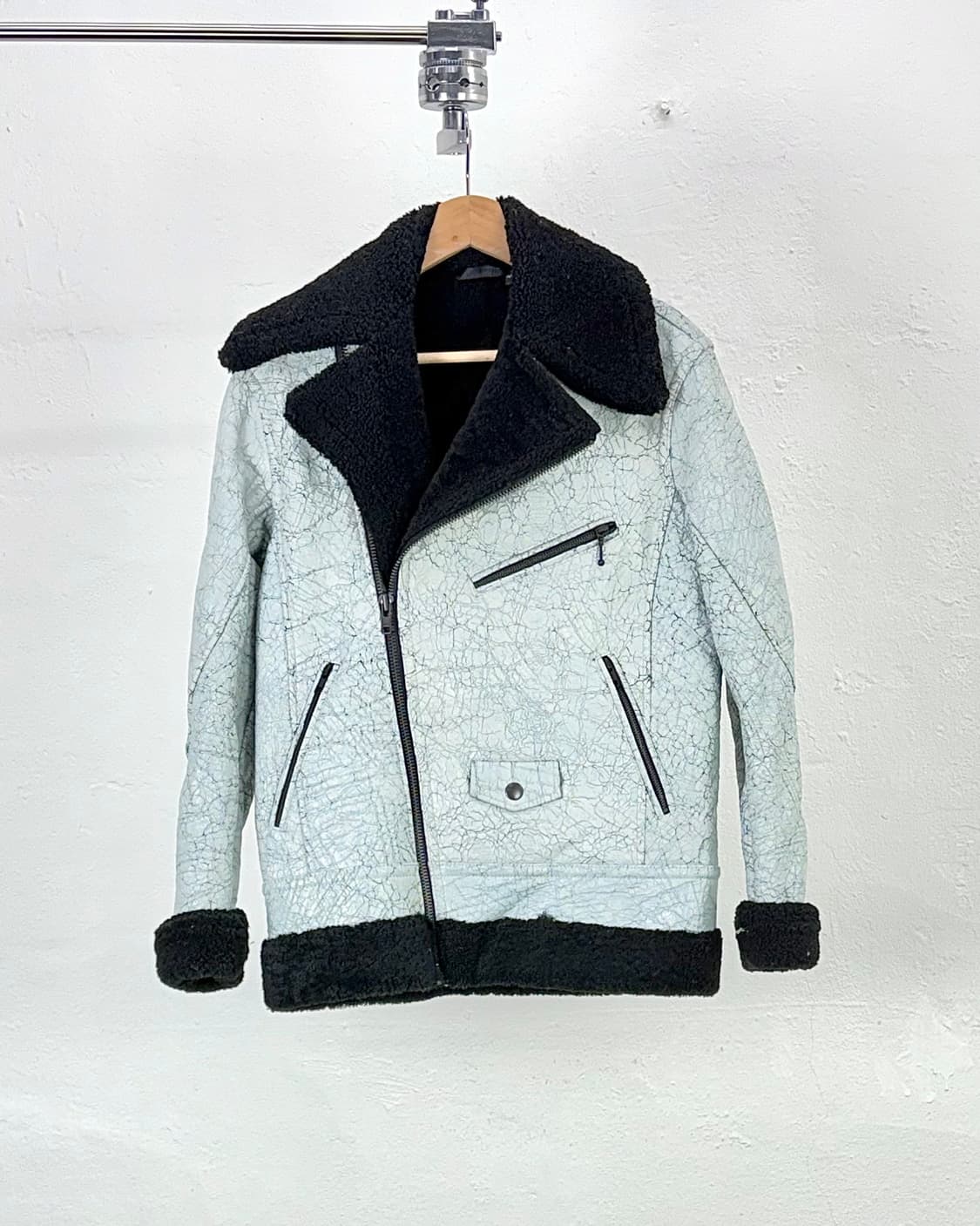 블랙 데님 비앙케토 시어링 스킨 집 라이더 자켓 상품이미지2