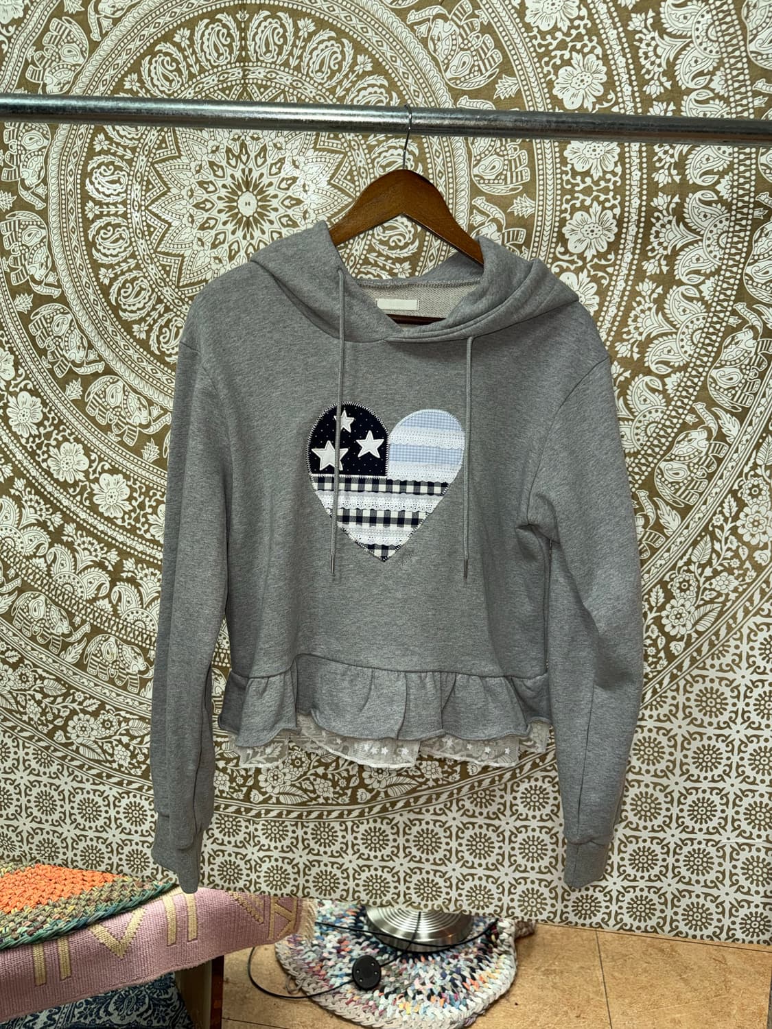 일리고 여성 하트패치 레이스 후드티  상품이미지3