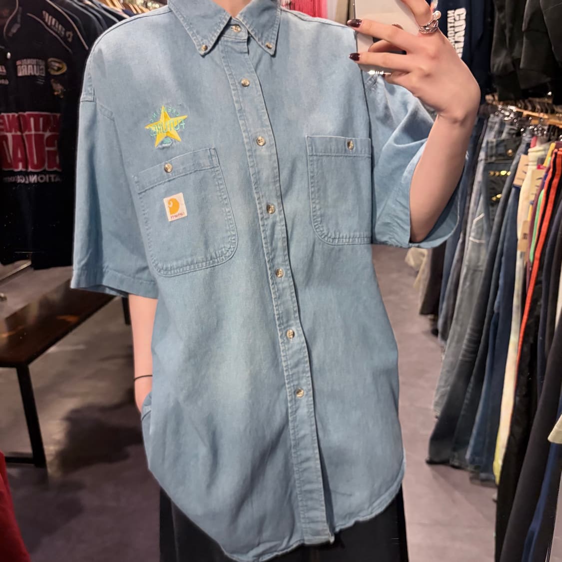 [IM] Carhartt 칼하트 데님 반팔 셔츠 연청 상품이미지4