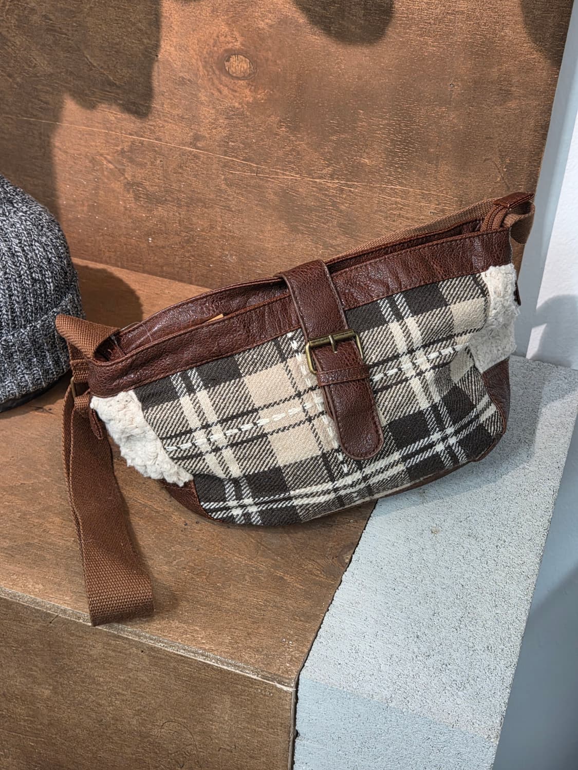 Vintage 체크 믹스 크로스 백 상품이미지3
