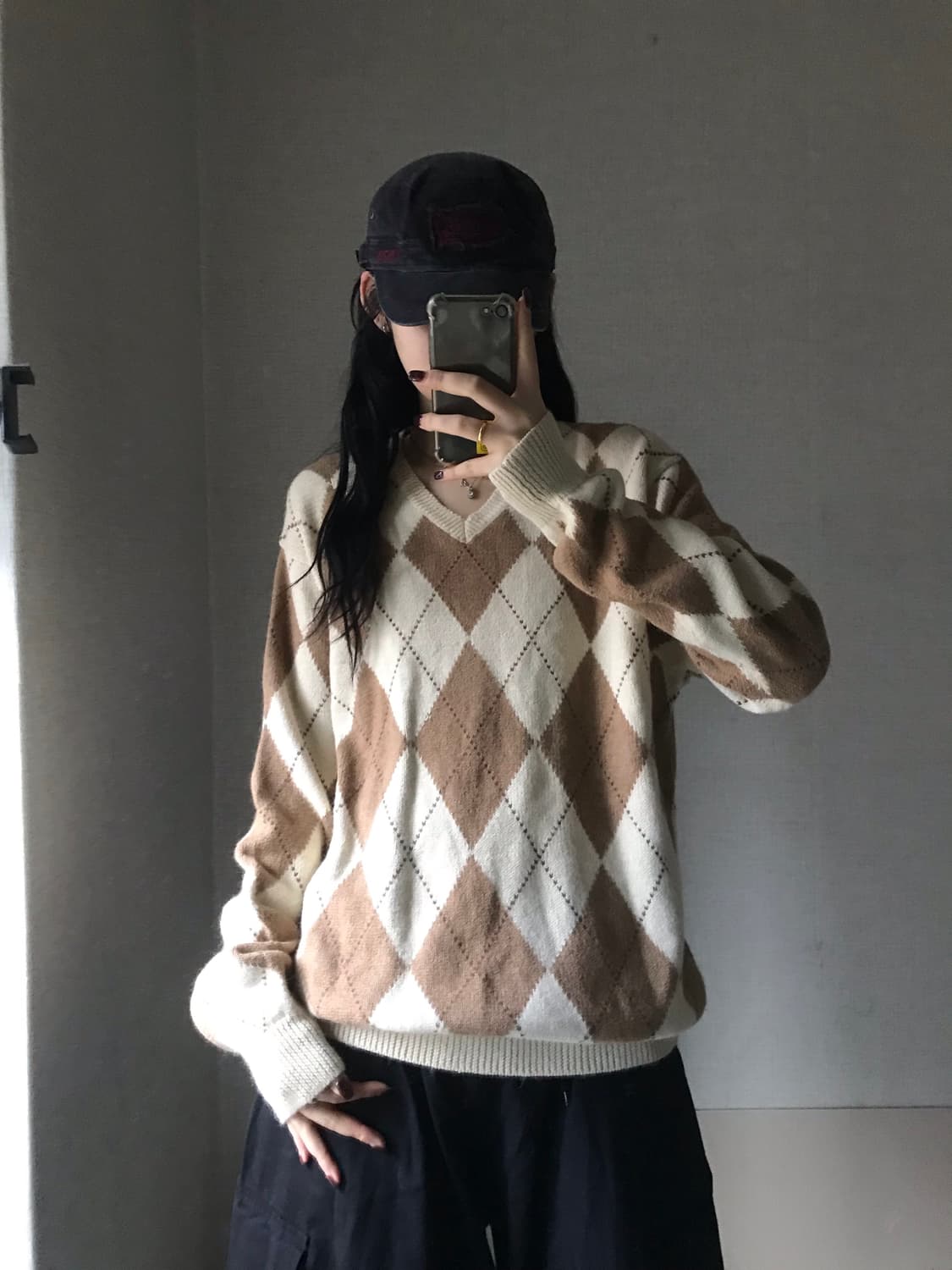 폴로 아가일 오버핏 니트 상품이미지1