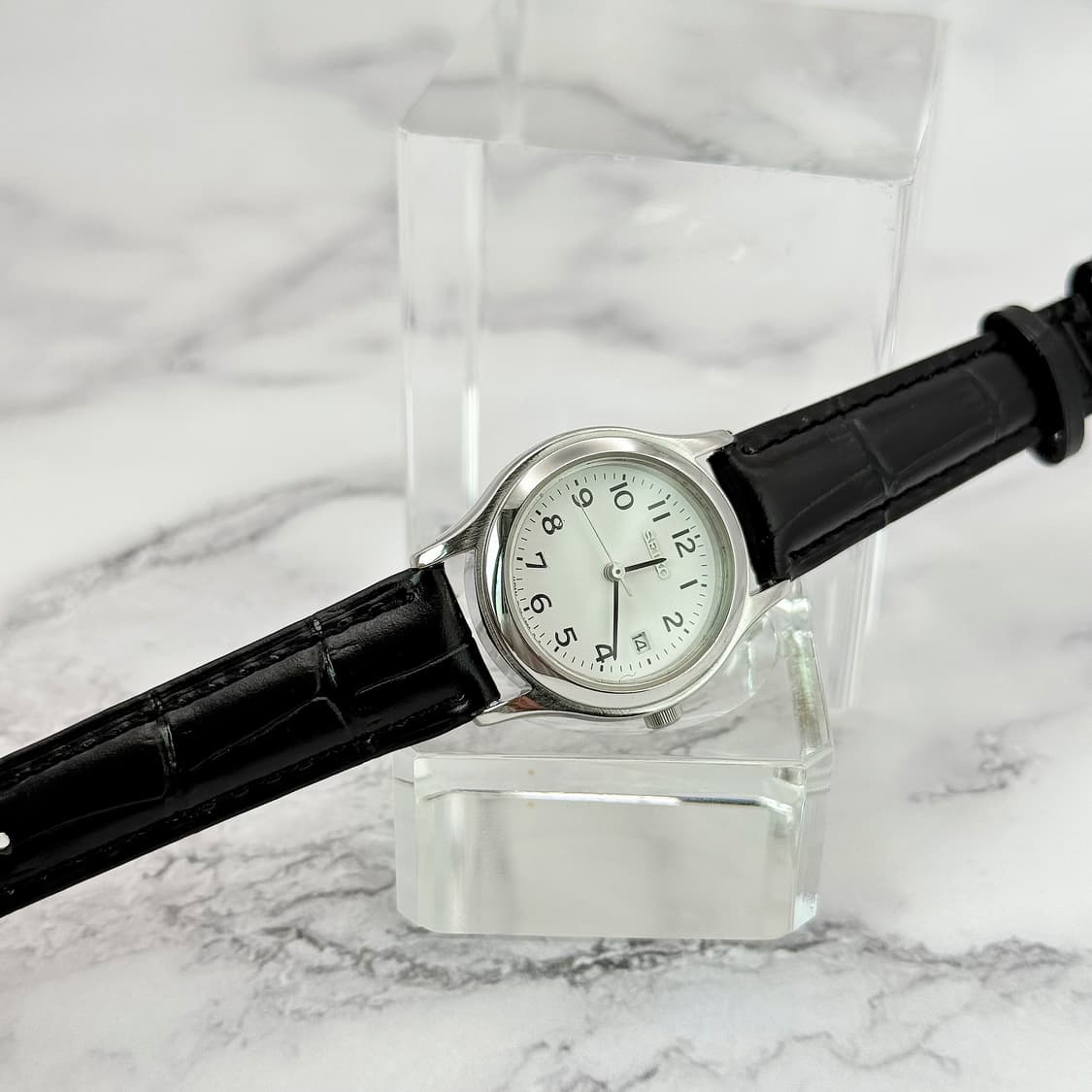 90s00s 빈티지 세이코 클래식 데이트 화이트 아라비아 워치 상품이미지3