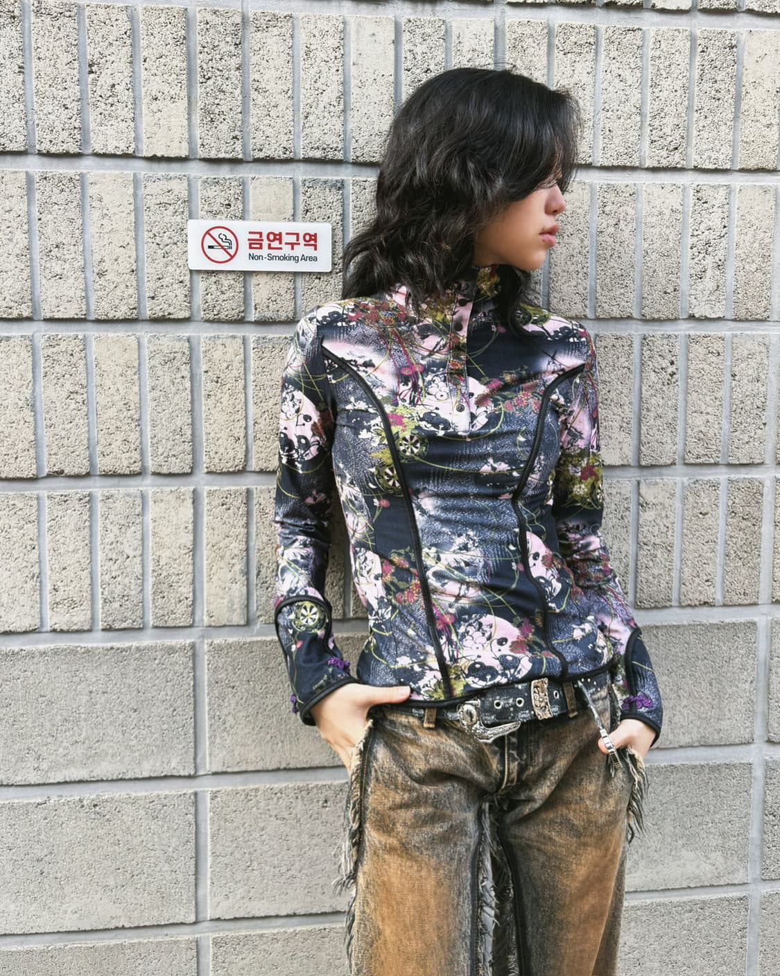 오즈온 오리엔탈 패턴 매쉬 롱 슬리브 상품이미지3