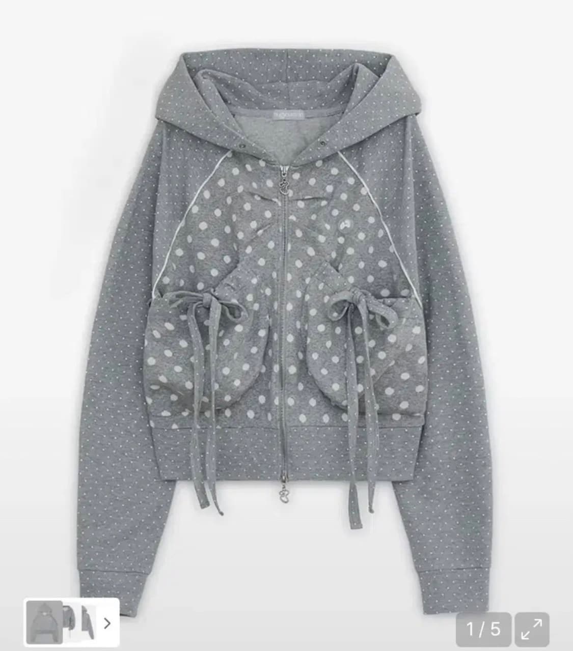 허그유어스킨 도트 빅 포켓 후드집업 상품이미지1