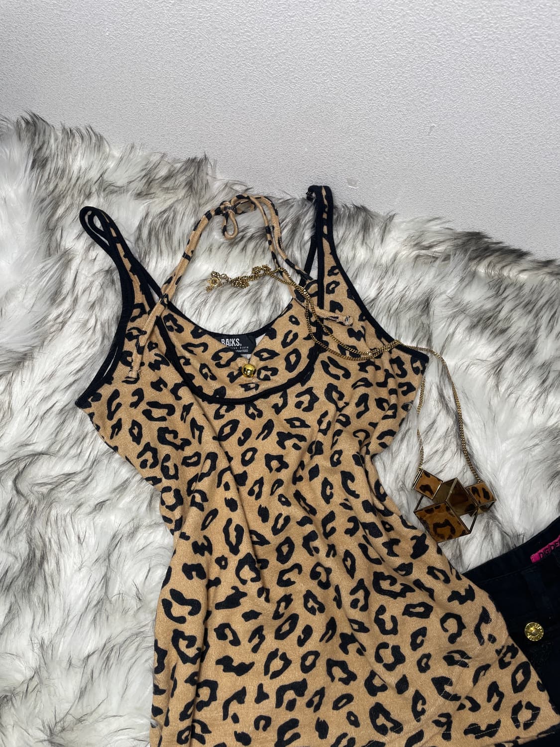 빈티지 호피 홀터넥 슬리브리스 상품이미지2