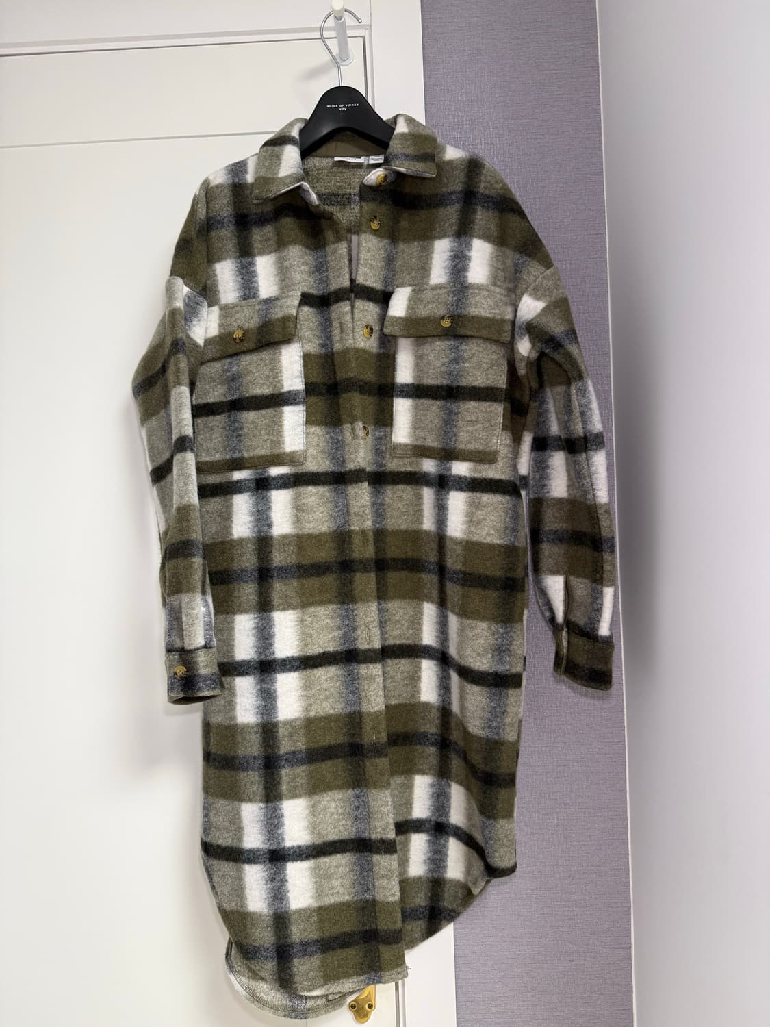 카키 체크형 셔츠 상품이미지2