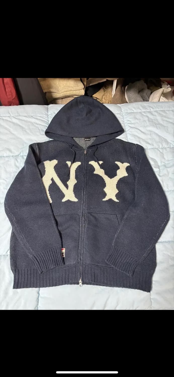 XL) 뉴에라 MLB 뉴욕양키스 니트 후드집업 네이비 상품이미지3