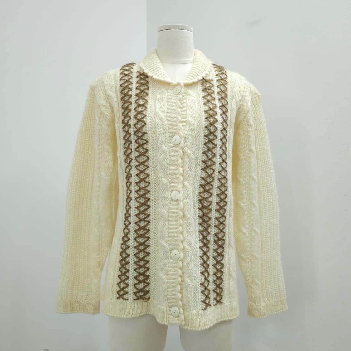 모혼방 아이보리 뜨개 니트 가디건 상품이미지1