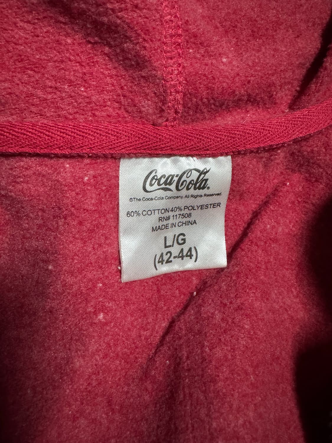 빈티지 코카콜라 오피셜 후드 집업 레드 L 상품이미지3