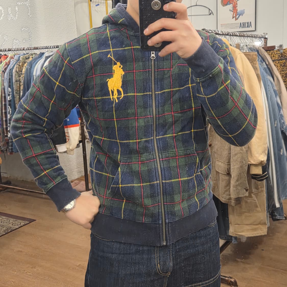 폴로 빅포니 블랙와치 후드집업 보이즈 L 치프키프 상품이미지7