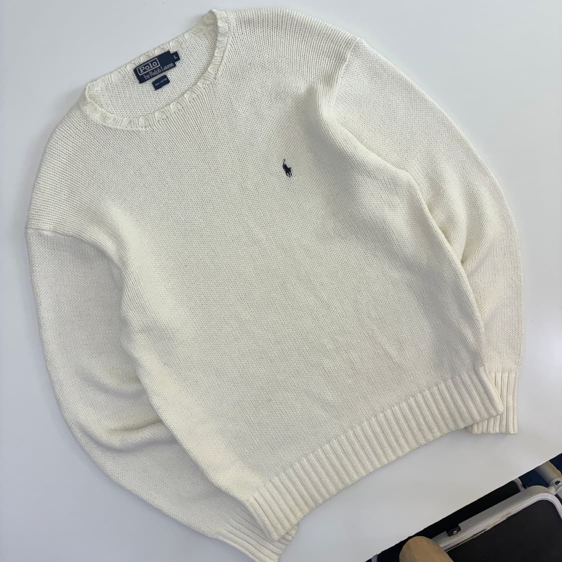 Polo 폴로 랄프로렌 90‘s 화이트 코튼라운드 니트 상품이미지2