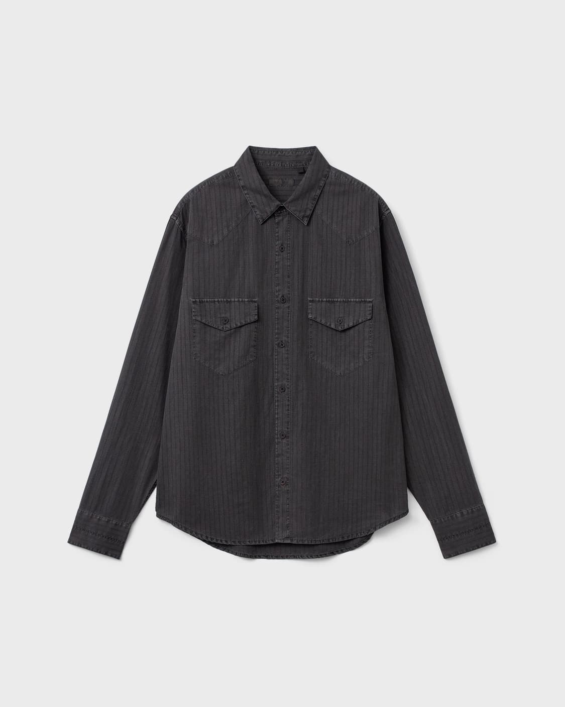 벨리에 26SS 세리프 치코 셔츠 - 다이드 차콜 자카드 스트라이프 상품이미지1