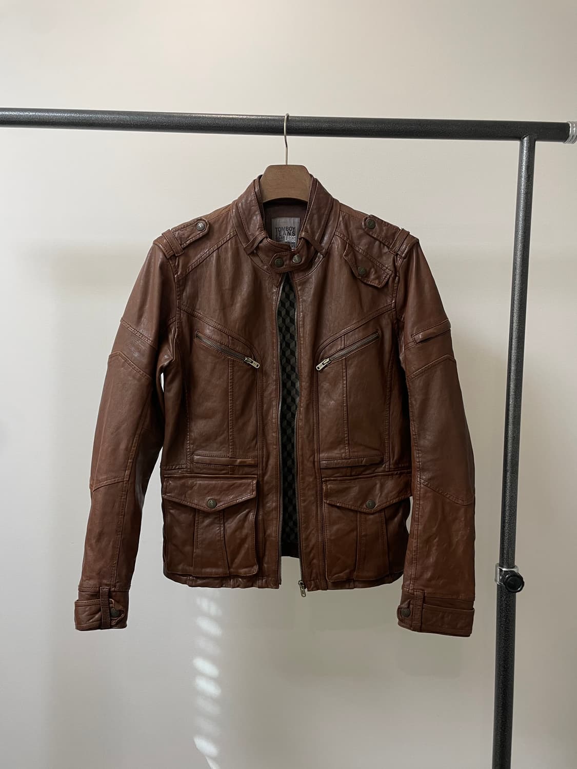 (L) 톰보이 진스 브라운 빈티지 양가죽 자켓 상품이미지1