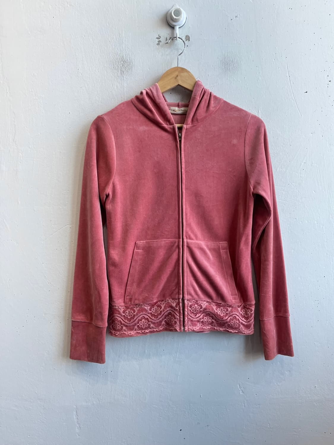 일본빈티지 벨벳 레이스 후드집업  상품이미지1