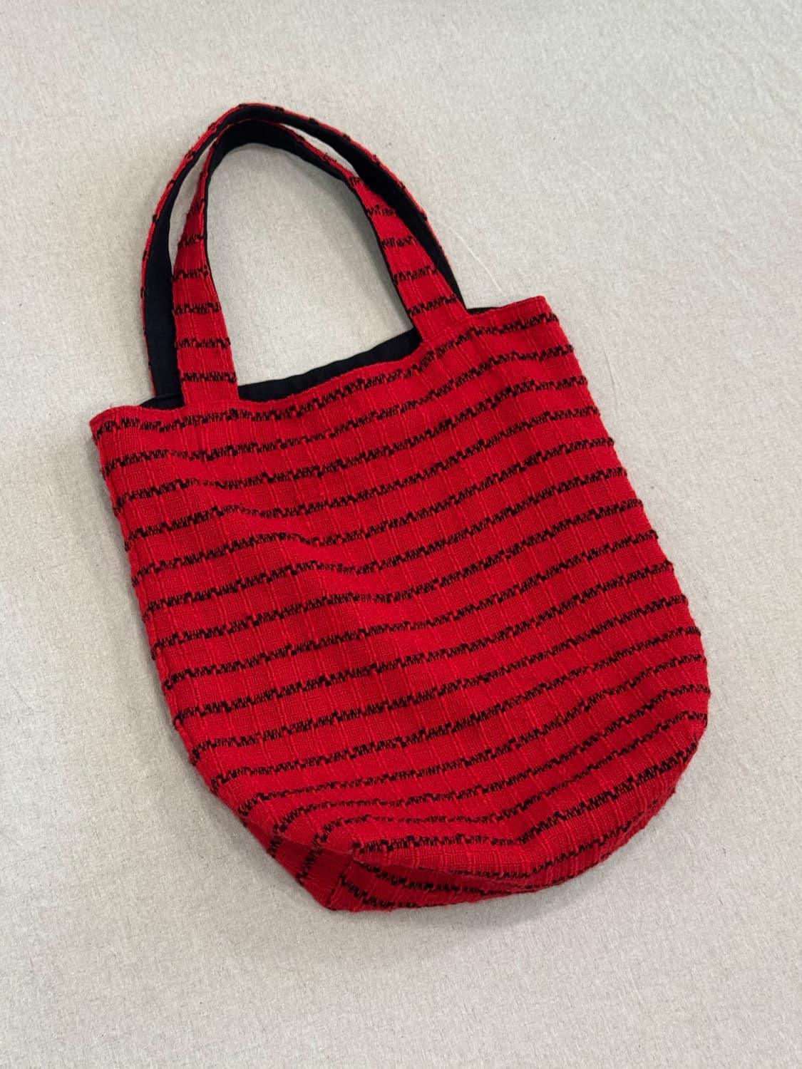 요지야마모토 울 스트라이프 레드 토트백 상품이미지5