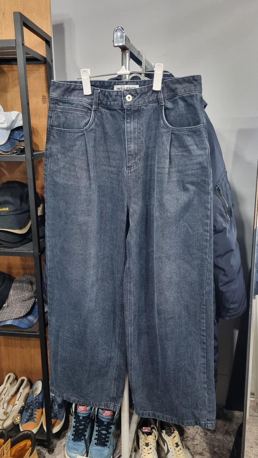 인사일런스 주름 원턱 와이드핏 데님 청바지 32(단면42) 상품이미지1