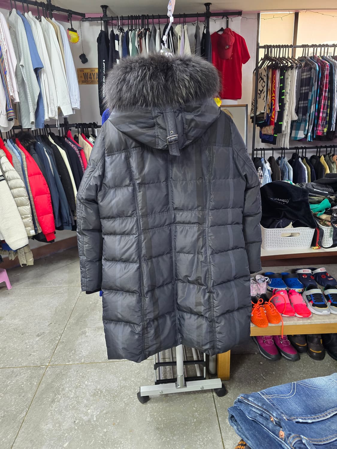 크로커다일 후드 퍼 롱패딩 블랙 (1330) 상품이미지2