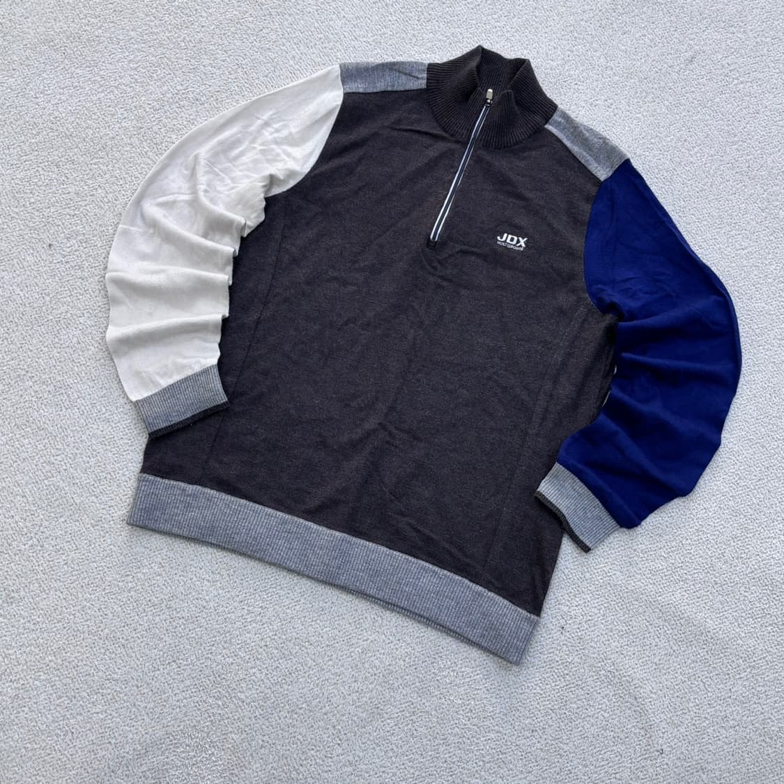 100 JDX 배색 쿼터집 긴팔 니트 0423E 상품이미지1