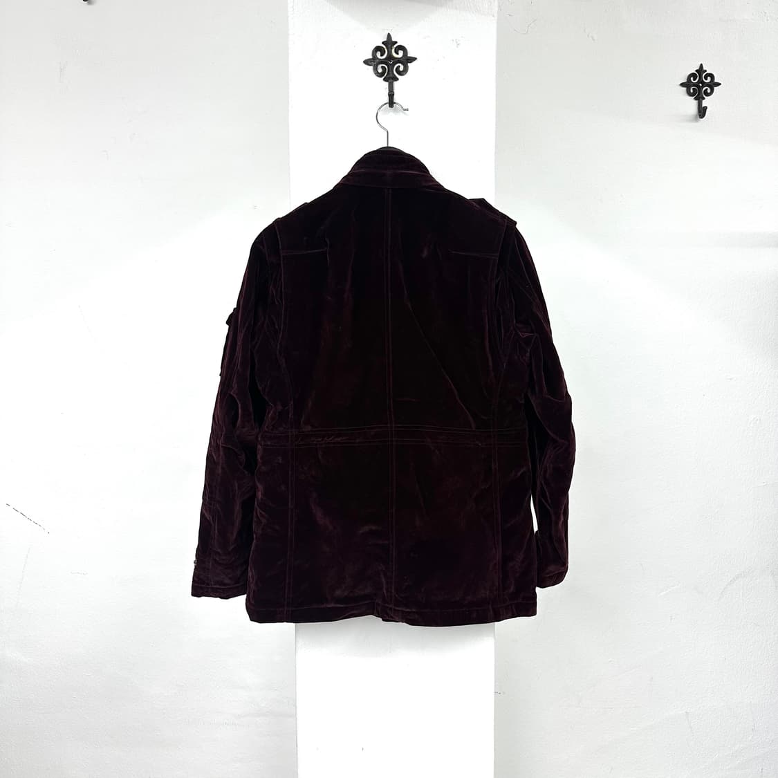 Semantic design burgundy velvet jacket 상품이미지3