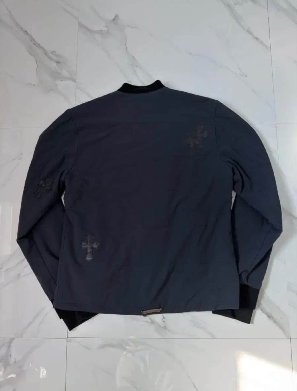 크롬하츠 VIC 크로스 레더패치 라지대거 캐시미어 블루종 자켓 M 상품이미지3