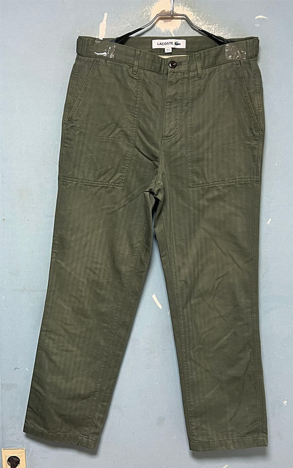 라코스테 남자 면바지 춘추 헤링본 치노팬츠 탱크그린 캐주얼 L 32 상품이미지1