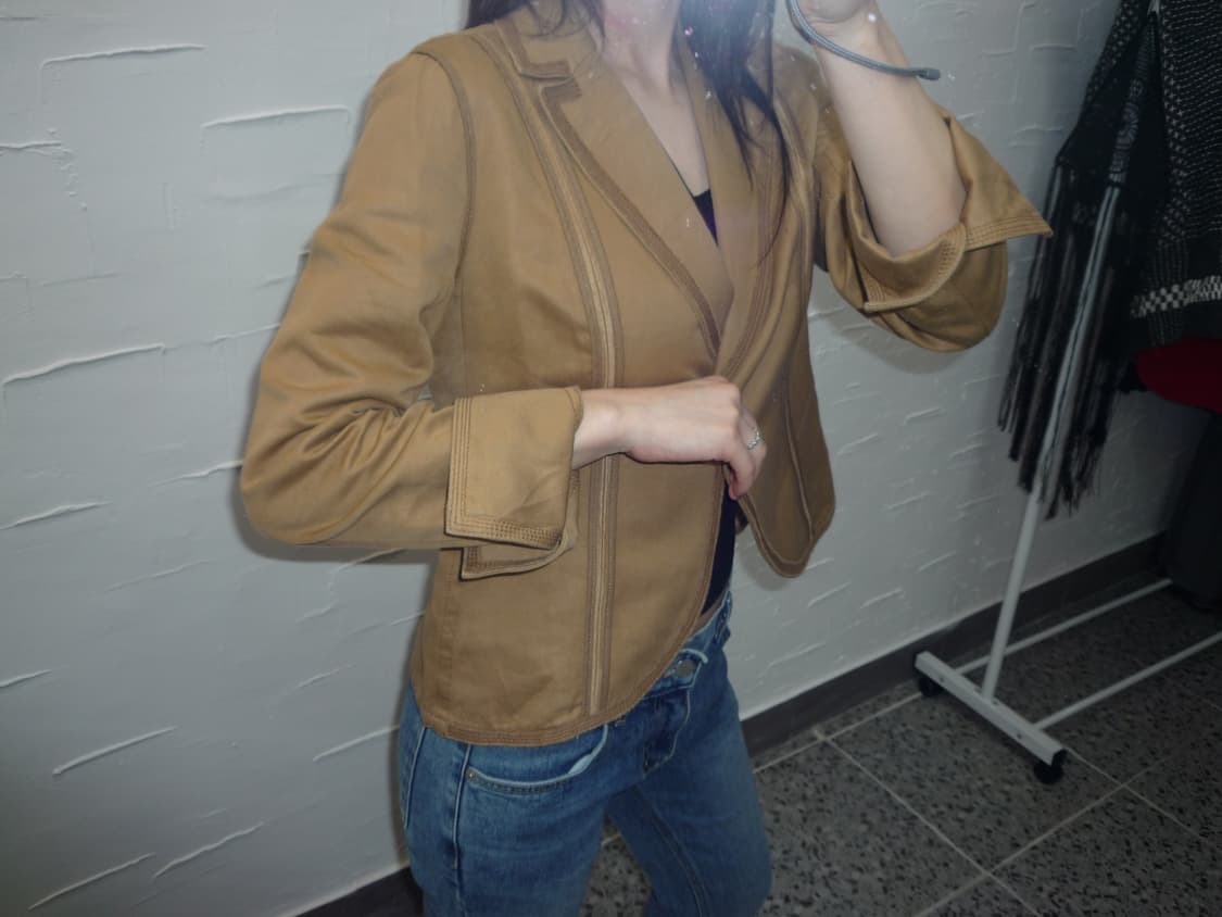 Beige one button jacket 상품이미지4