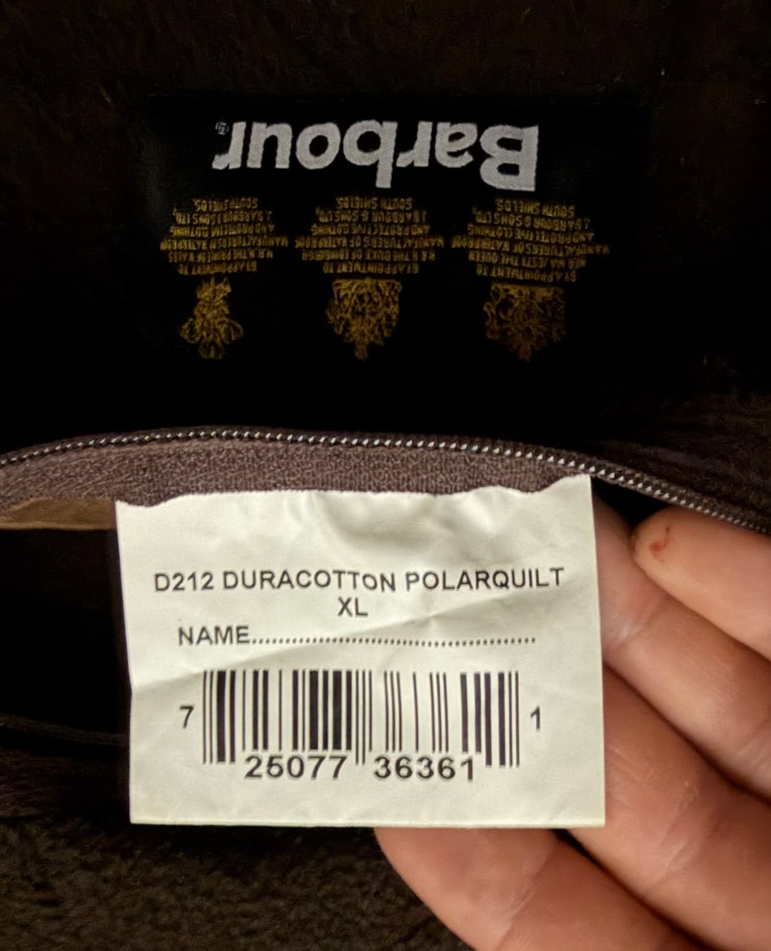 [바버] 90s 빈티지 D212 듀라코튼 폴라퀼트 자켓 (XL/오버핏) 상품이미지9