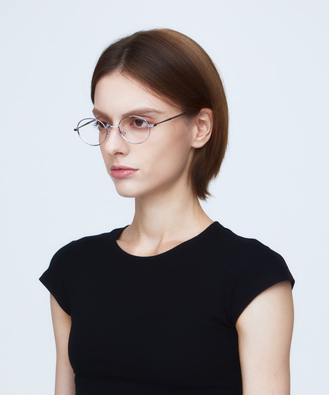 모먼트어스 심플 라운드 메탈 실버 안경테 은테 상품이미지1