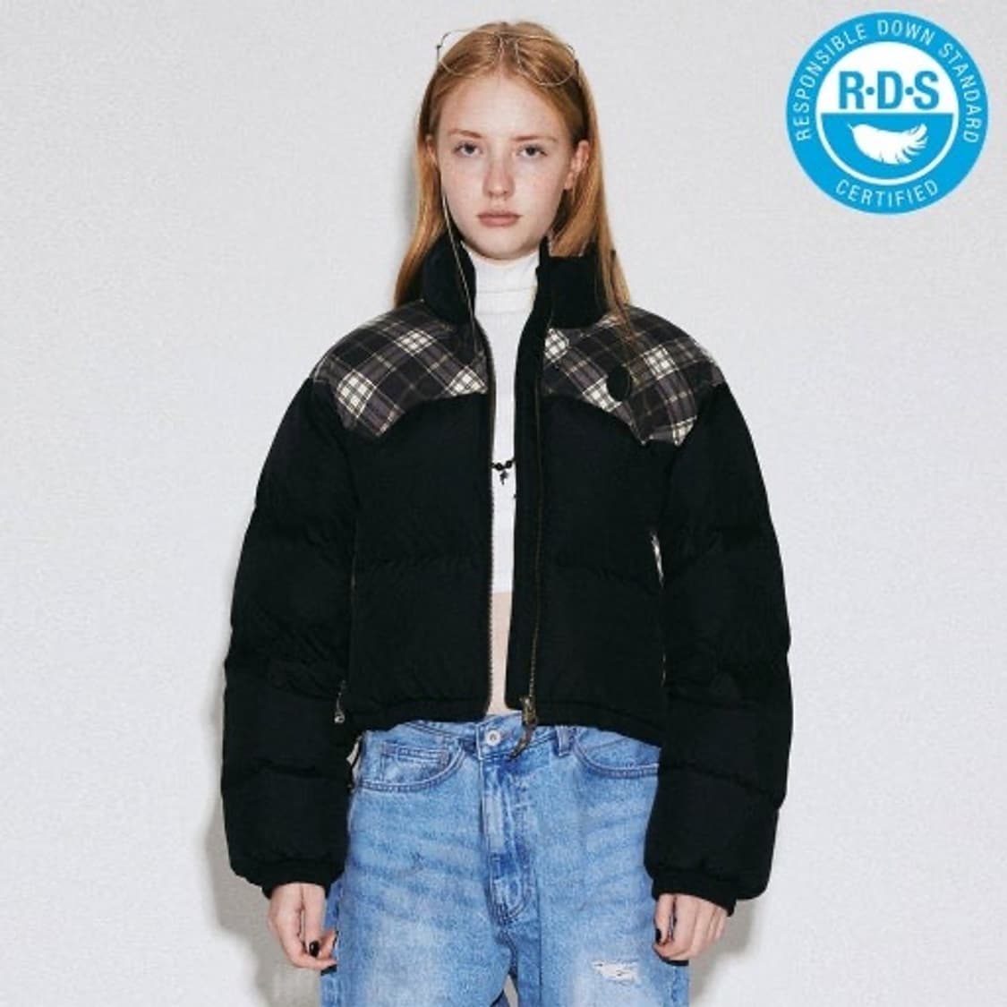 스컬프터 체크 패딩 블랙 M 상품이미지2